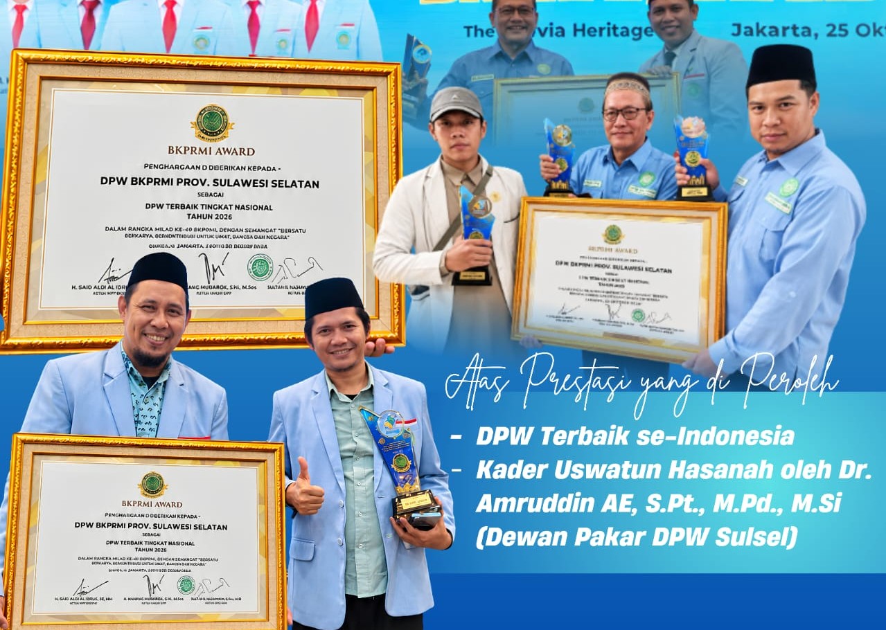 DPD BKPRMI JENEPONTO Sampaikan Ucapan Selamat atas Prestasi Nasional DPW BKPRMI Sulawesi Selatan di BKPRMI Award 2026